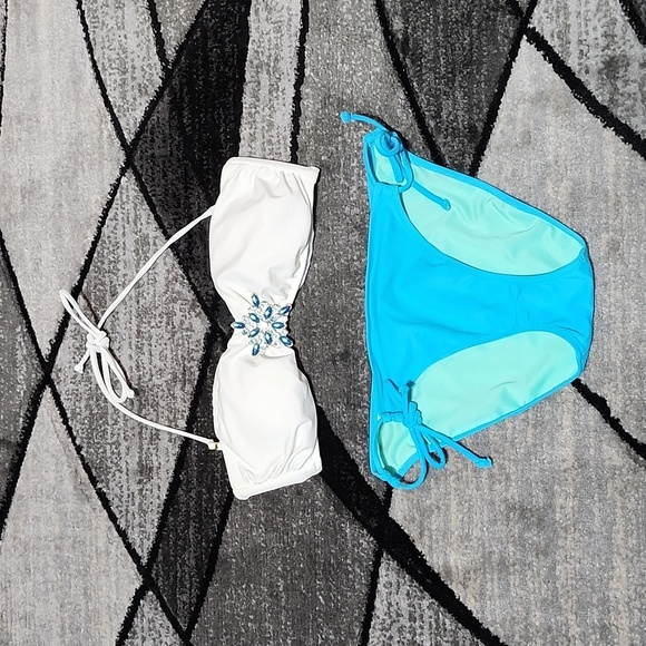 VICTORIA SECRET 2013 RHINESTONES METAL ACCENT HALTER BANDEAU BIKINI SWIMSUIT - Picture 14 of 16